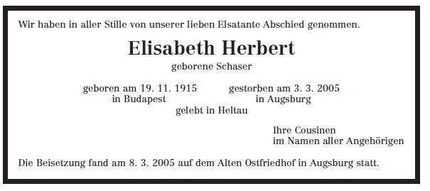 Schaser Elisabeth 1915-2005Todesanzeige